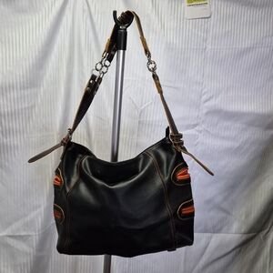 Black and Orange Leather Shoulder Bag